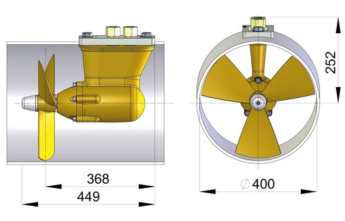 VETUS Hydraulische boegschroef 550 kgf incl. 33 kW hydro-motor