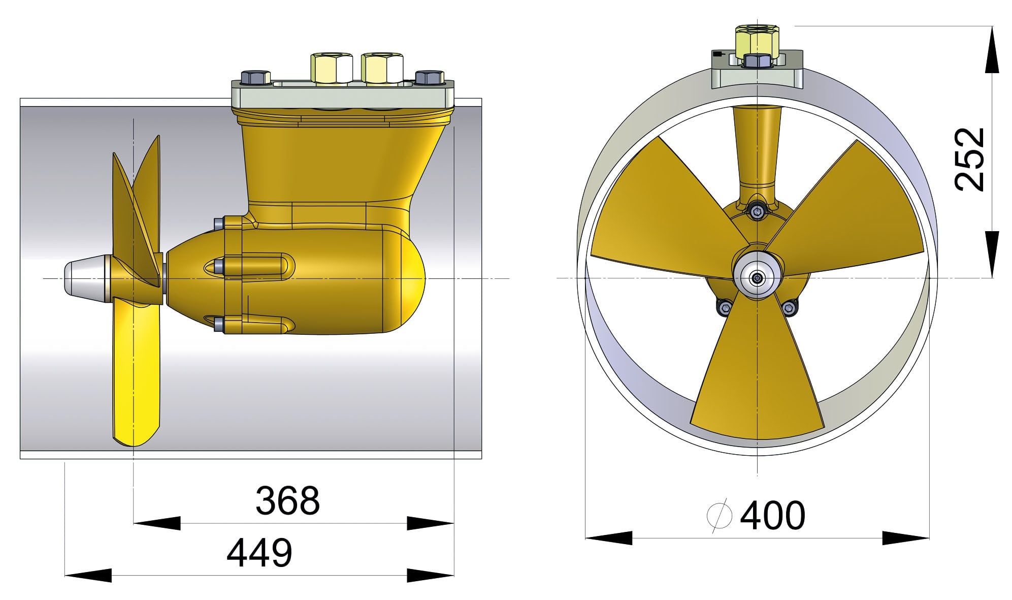 VETUS Hydraulische boegschroef 550 kgf incl. 33 kW hydro-motor
