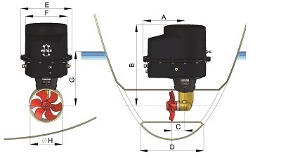 VETUS Boegschroef 35kgf 12V tunnel 150mm IP