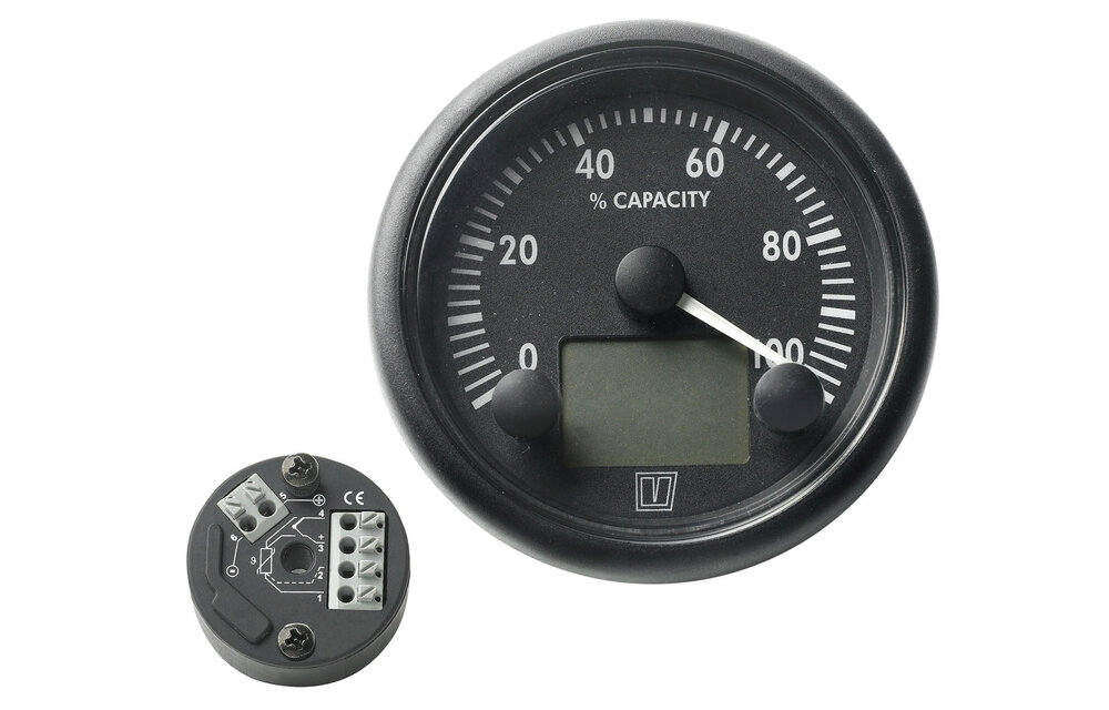 VETUS Batterij monitor, 12/24 Volt, incl. 200 Ampère shunt, zwart