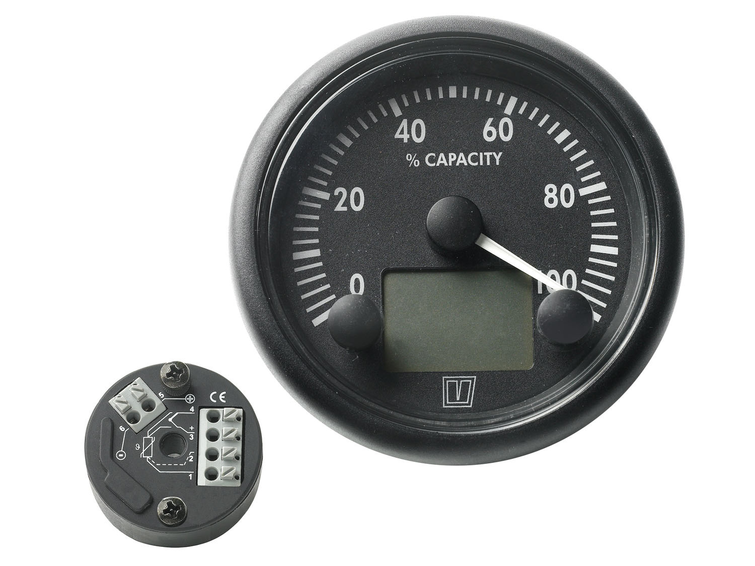 VETUS Batterij monitor, 12/24 Volt, incl. 200 Ampère shunt, zwart