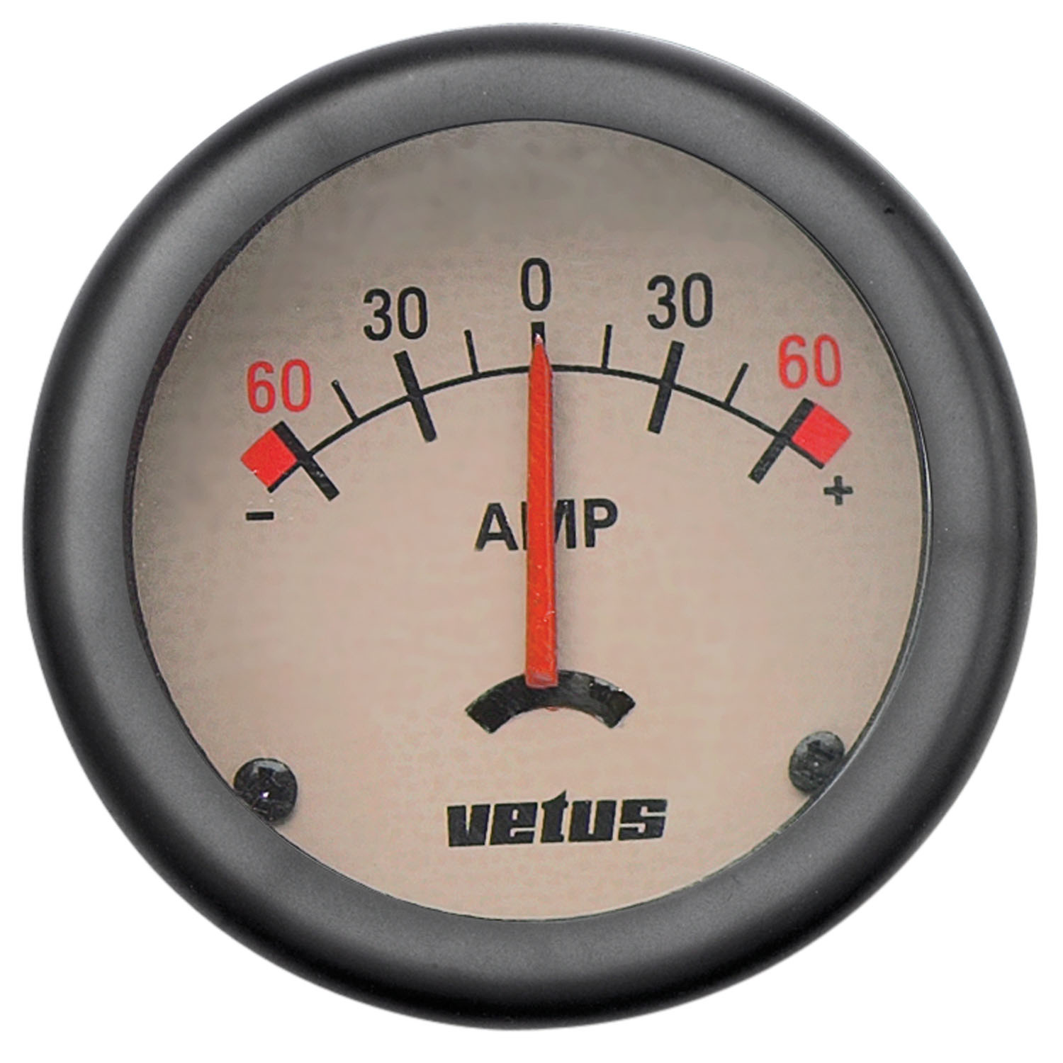 VETUS Ampère meter 60A, linea nostalgica, 12/24 Volt gatmaat Ø 52 mm