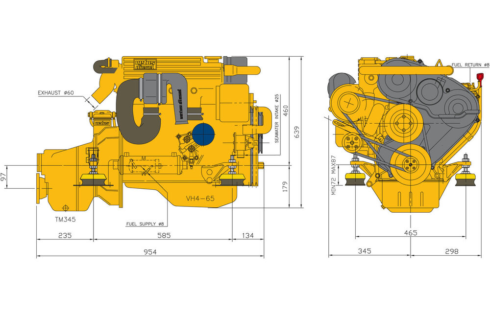 VETUS 80 PK VETUS VH4.80 diesel motor