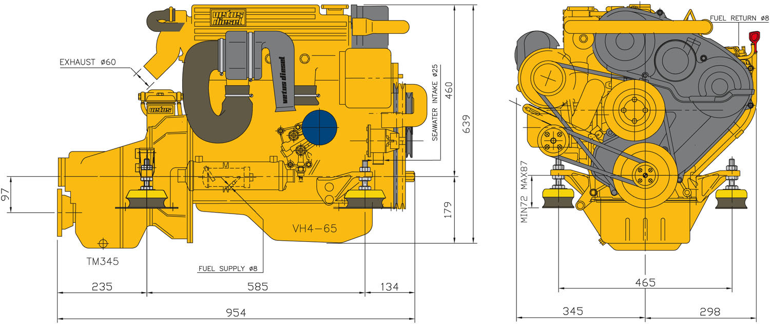 VETUS 80 PK VETUS VH4.80 diesel motor