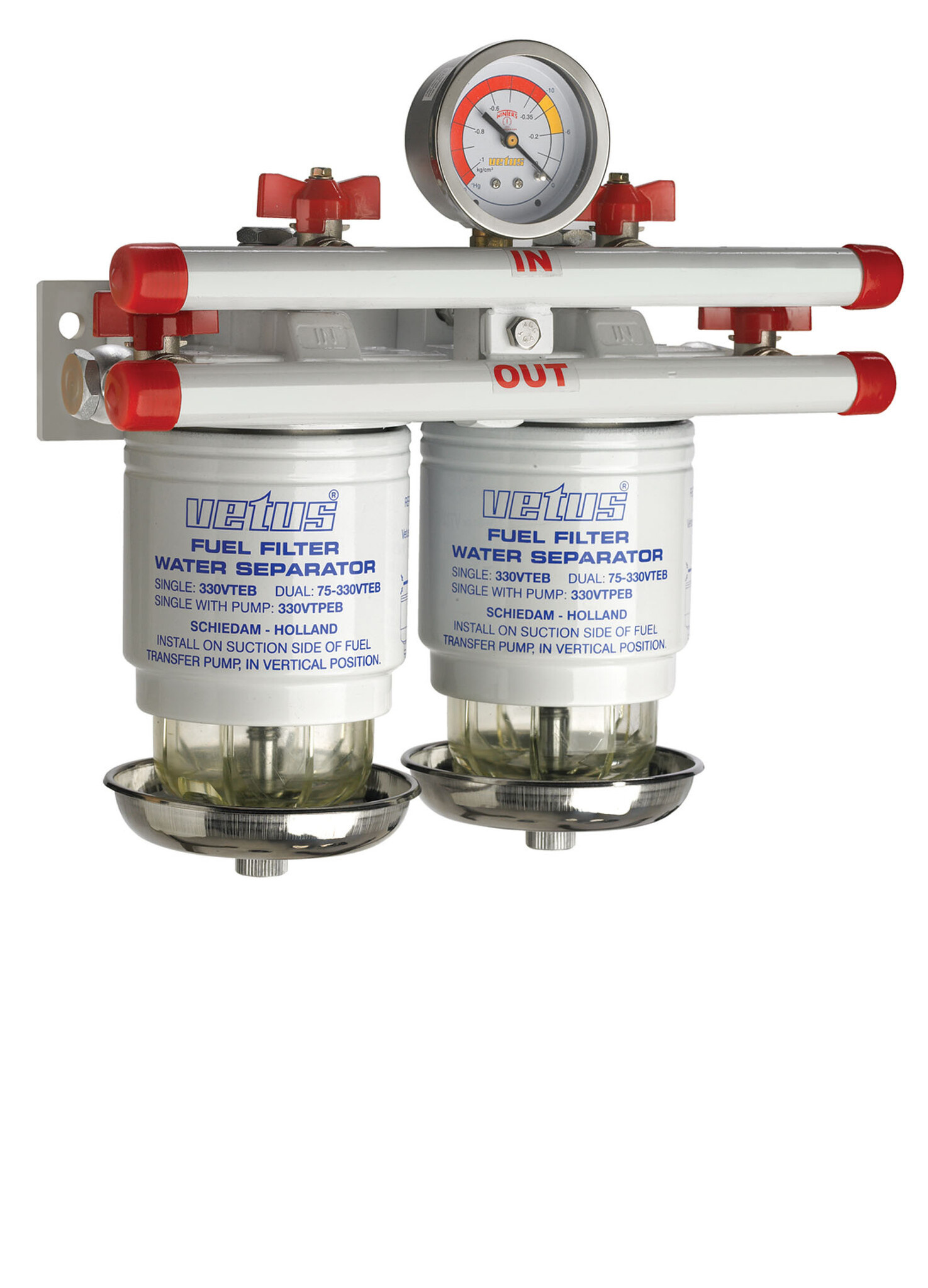 VETUS Brandstoffilter / waterafscheider, dubbel, 10 micron
