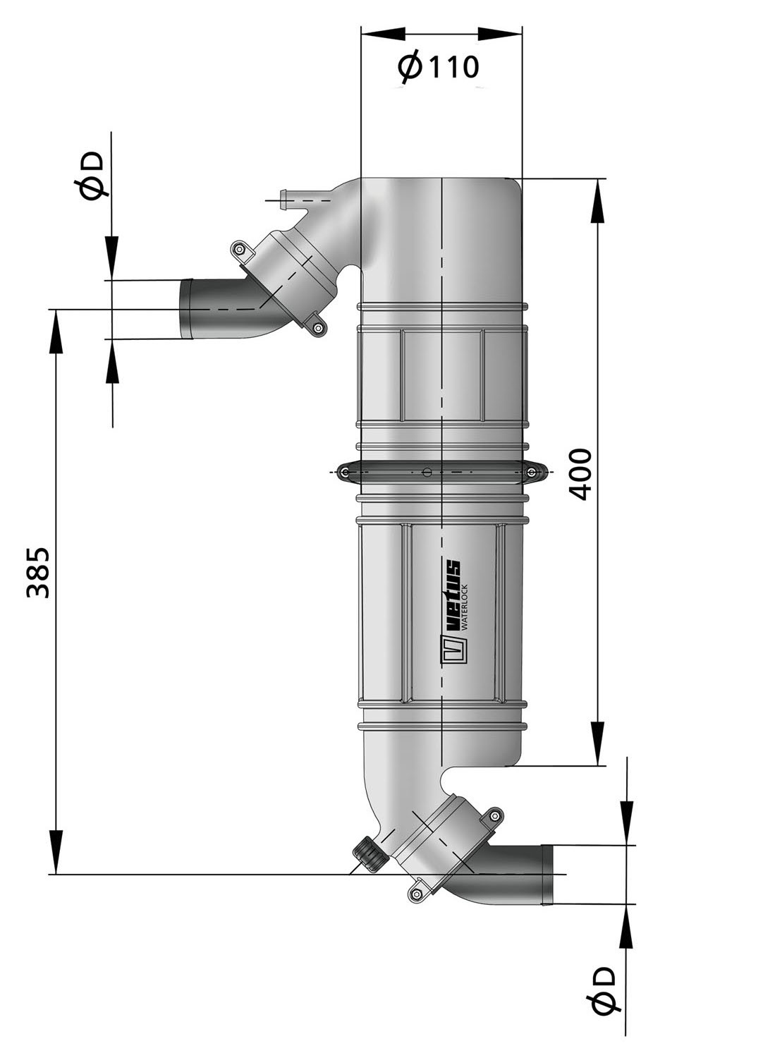 VETUS Geluiddemper / zwanenhals type NLPG