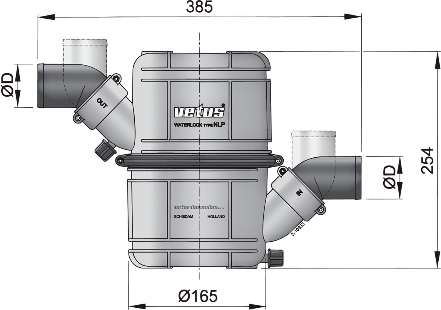 VETUS Waterlock/ geluiddemper type NLP