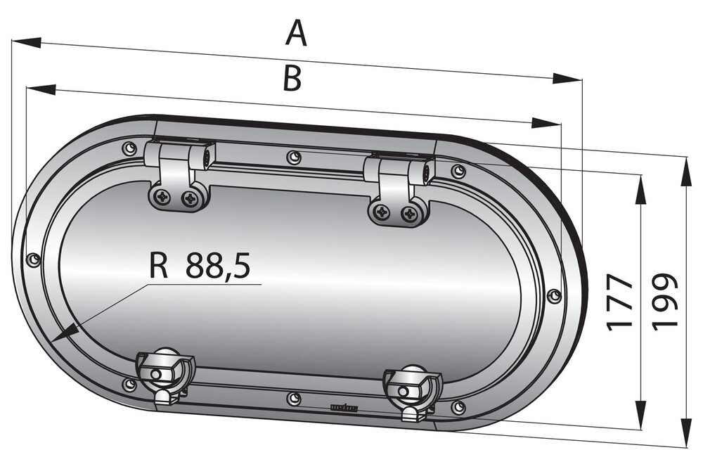 VETUS Patrijspoort, RVS (AISI 316) A III incl. muggehor