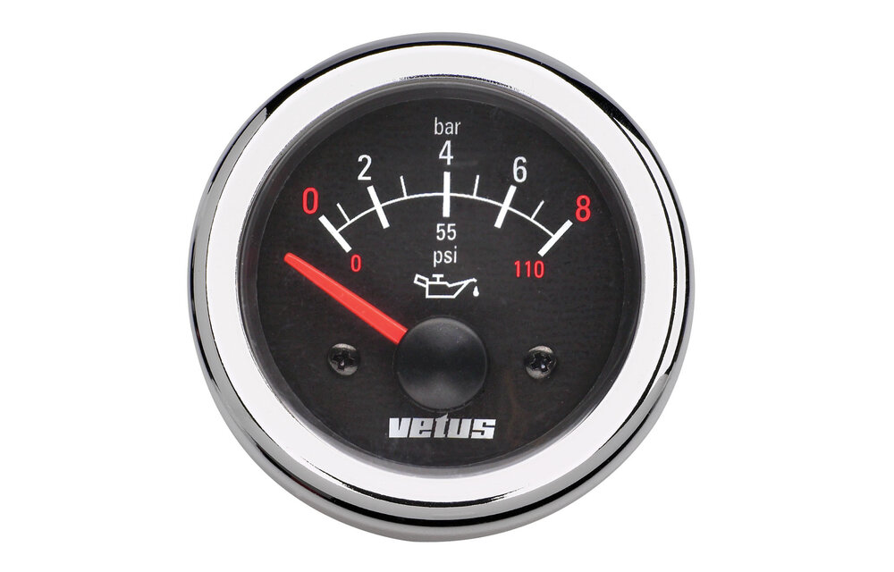 VETUS Oliedrukmeter, 24 Volt, gatmaat 52mm