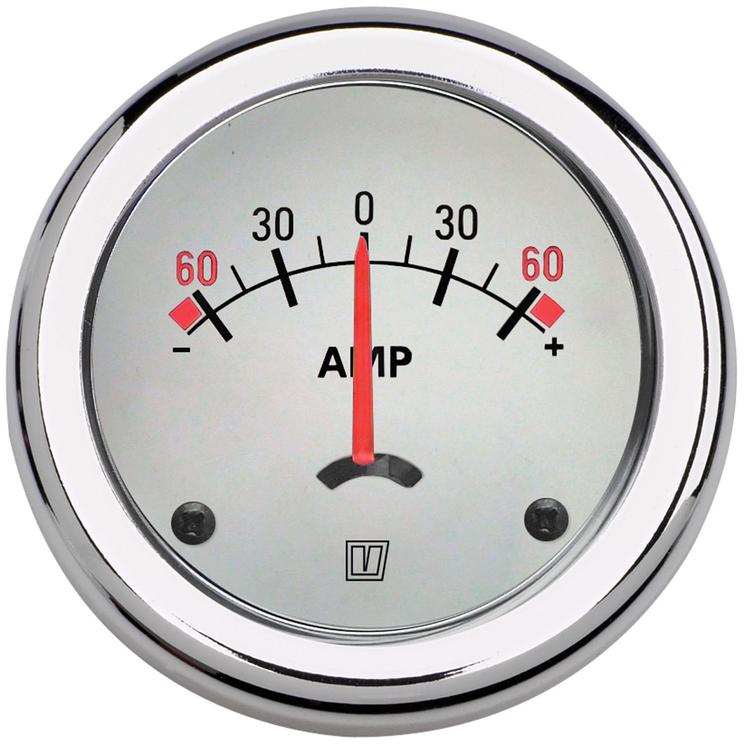 VETUS Ampère meter 60A, wit, 12/24 Volt gatmaat Ø 52 mm