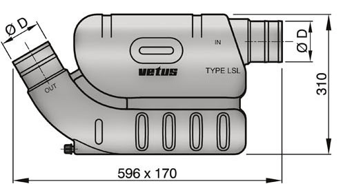 VETUS waterlock voor lange uitlaatleidingen, type LSL
