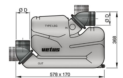 VETUS waterlock voor lange uitlaatleidingen, type LSG
