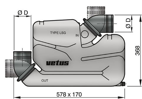 VETUS waterlock voor lange uitlaatleidingen, type LSG