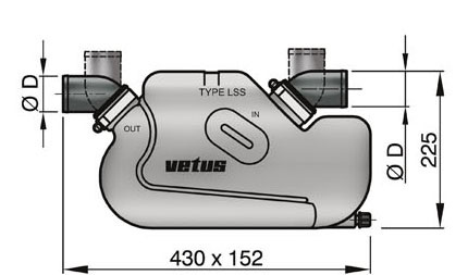 VETUS waterlock voor lange uitlaatleidingen, type LSS