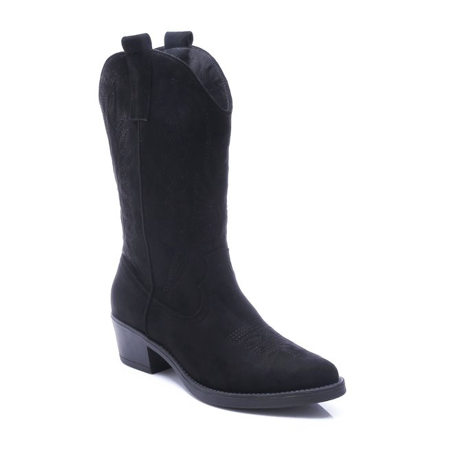Cowboystiefel aus schwarzem Wildleder