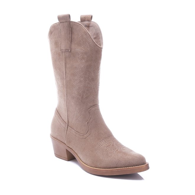 Cowboystiefel Taupe Khaki Suedine