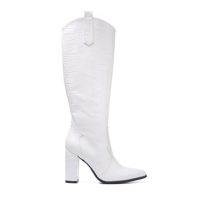 Stiefel Croco Weiß