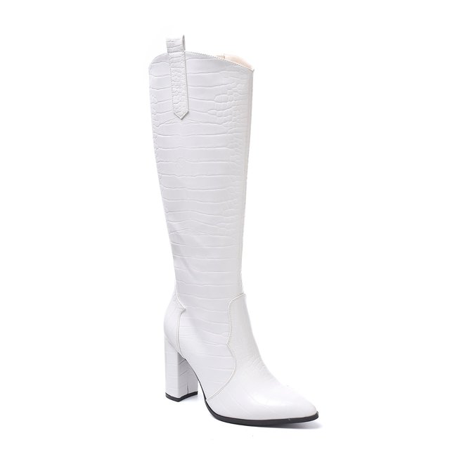 Stiefel Croco Weiß