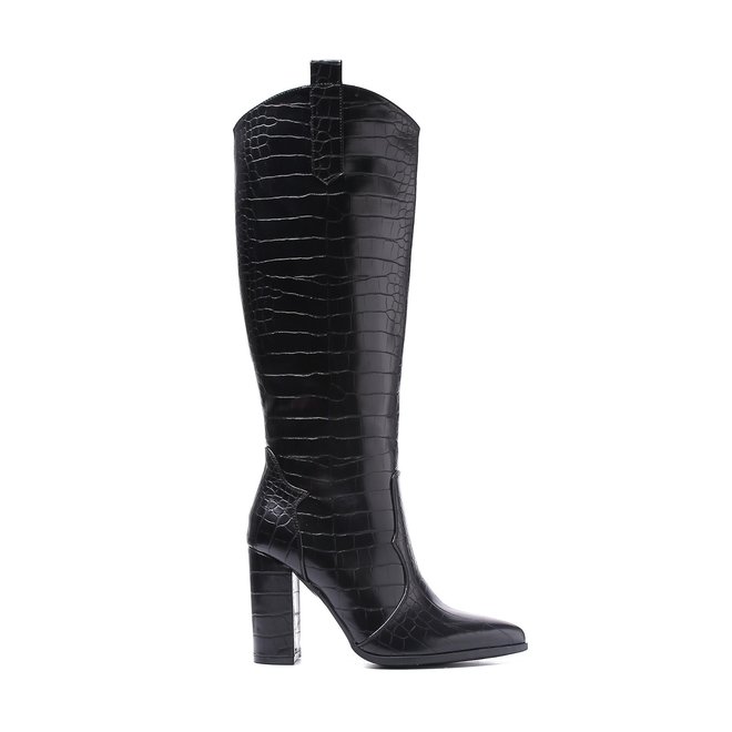 Stiefel Kroko Schwarz