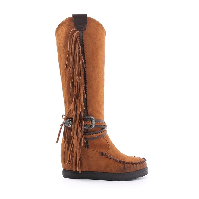 Bohemian boots hoog Franjes Camel