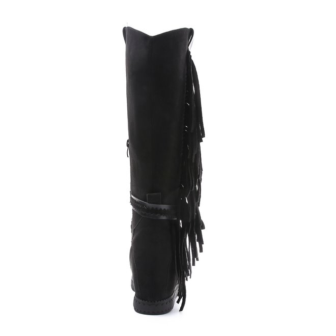 Bohemian boots hoog Franjes Zwart