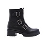 Bikerstiefel Schwarz silberne Schnallen und doppelter Reißverschluss