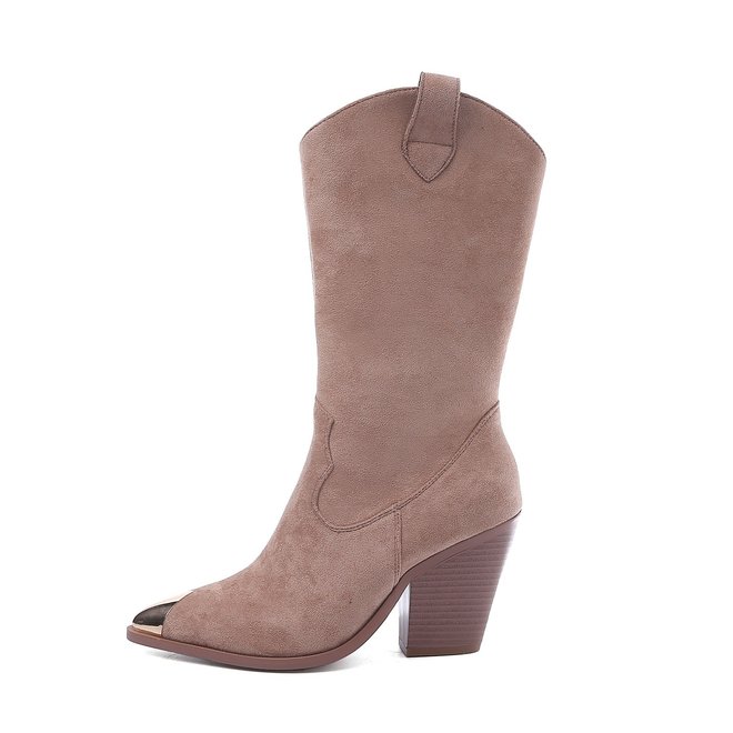 Laarzen met stalen neus Suede Taupe Nude