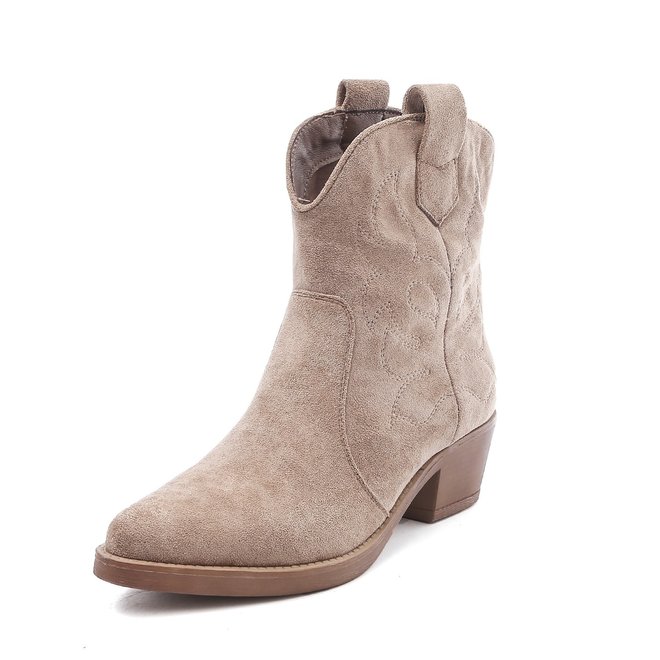 Cowboylaarzen Taupe Khaki Suedine Kort