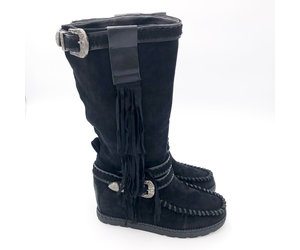 Bohemian boots Franjes Hoog Zwart - Smile Favorites