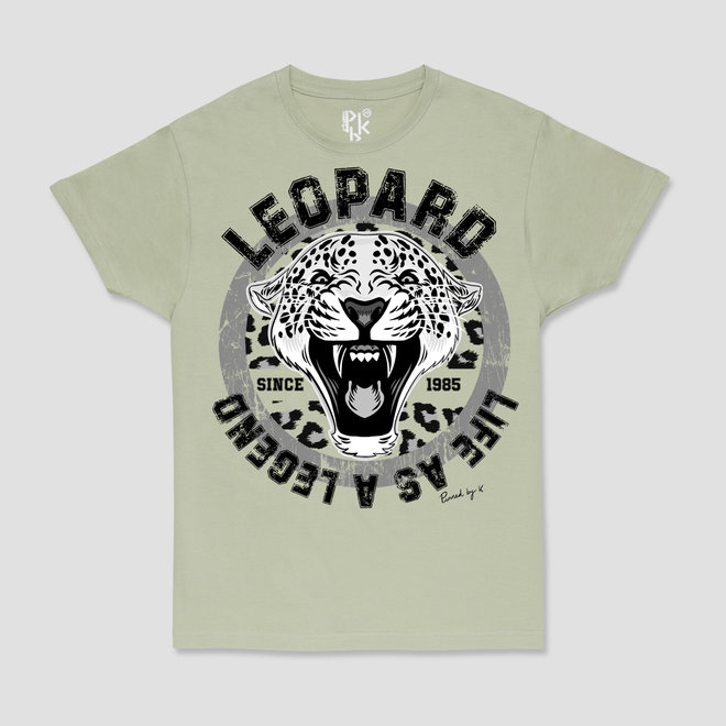 T-Shirt Black Leopard Pistache Green