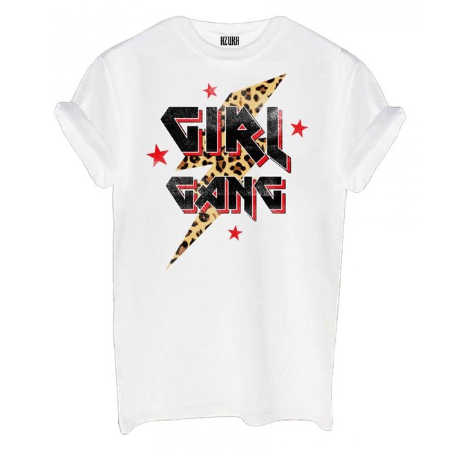 Azuka Dames t-shirt Girl Gang Wit korte mouw rock fit