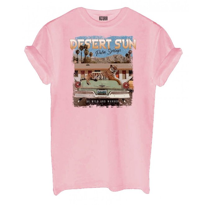 Azuka Dames t-shirt Break Desert Sun Baby Pink korte mouw rock fit