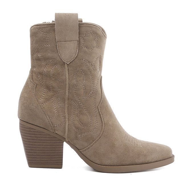 Kurze Cowboystiefel Taupe Khaki Suedine Star