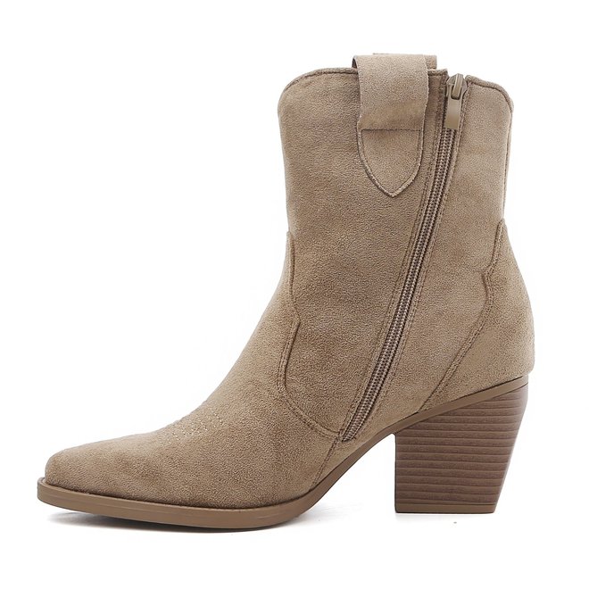 Kurze Cowboystiefel Taupe Khaki Suedine Star