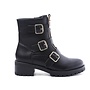 Biker Boots Schwarz Gold Schnalle Doppelter Reißverschluss