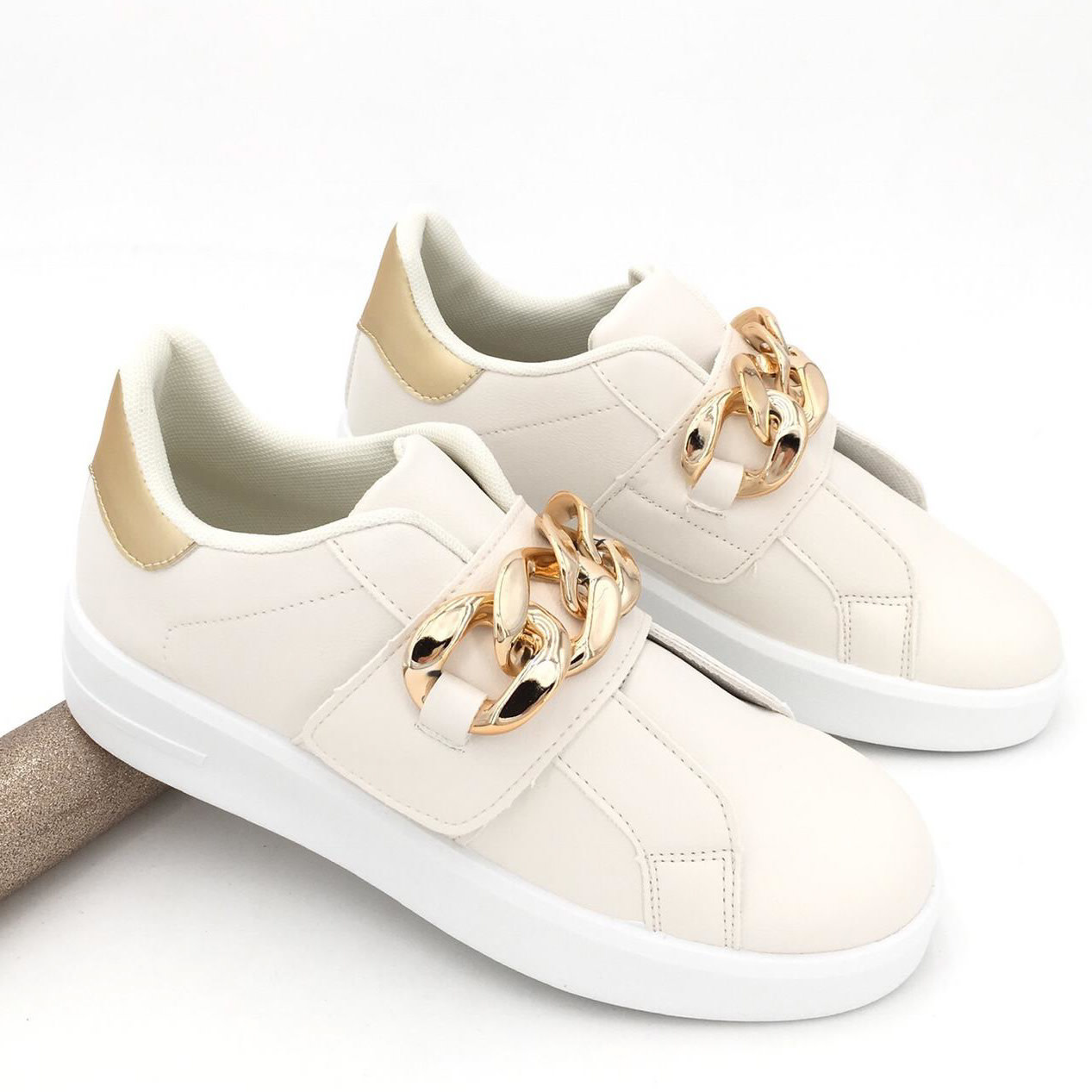 Sneakers Chain Beige Goud - Smile Favorites