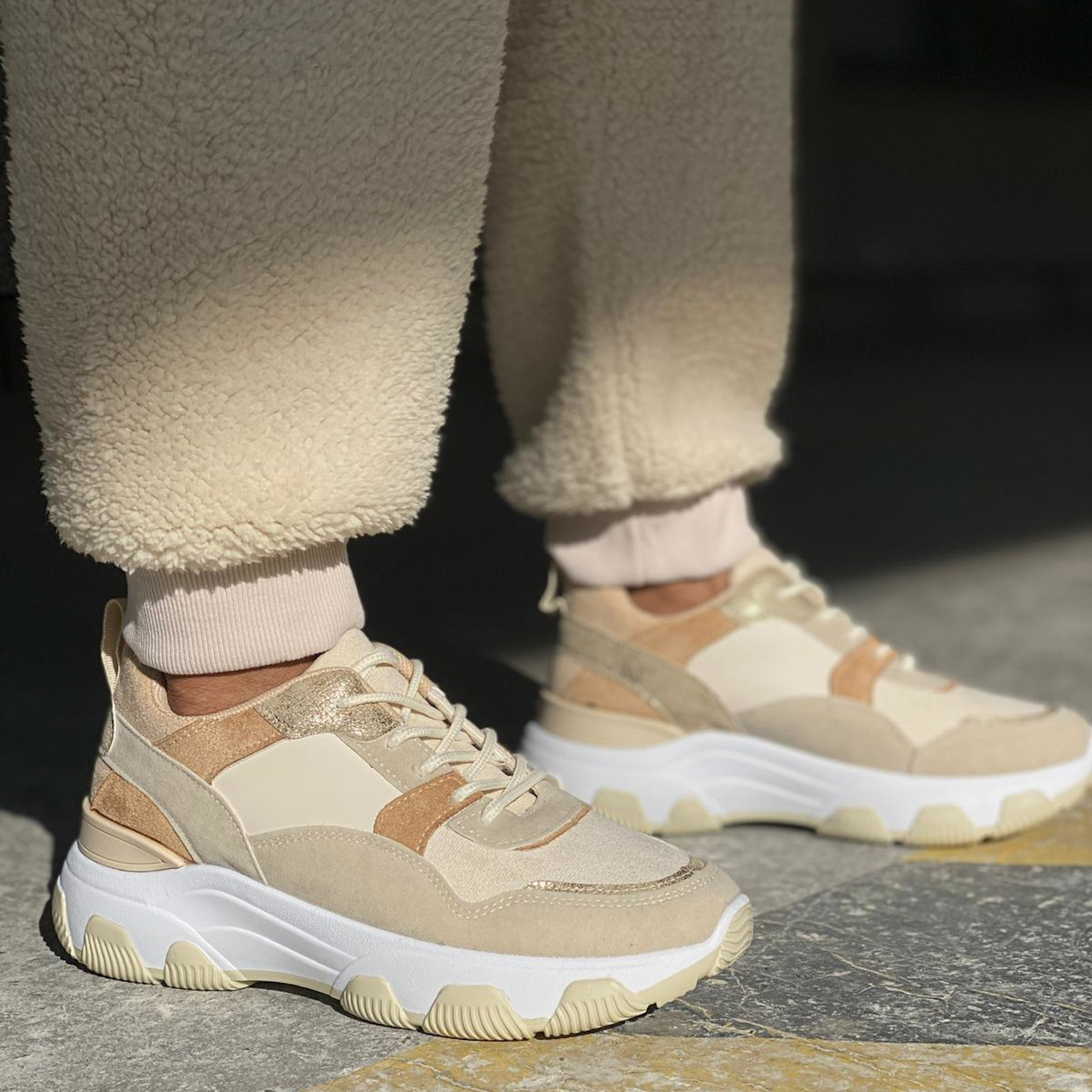 Sneakers Dad look Plateau Beige Goud - Smile Favorites