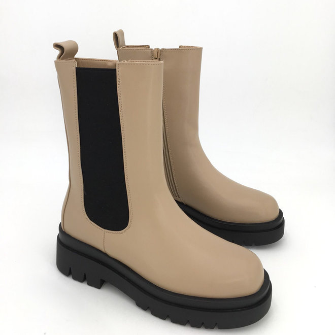 Chelsea boots Plateau Taupe Zwart