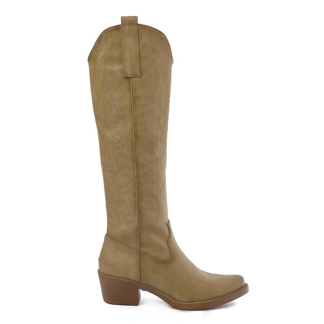 Cowboylaarzen Taupe Khaki hoog imitatieleer