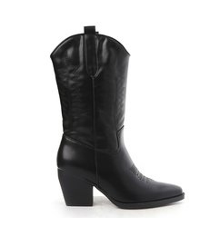 Cowboylaarzen Zwart Leatherlook Stiksels