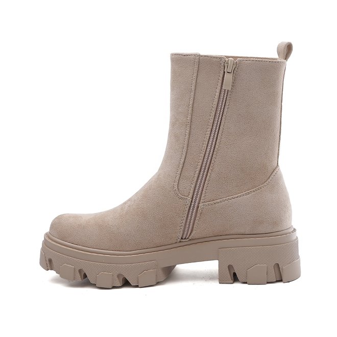Chelsea Boots Beige suedine Plateau