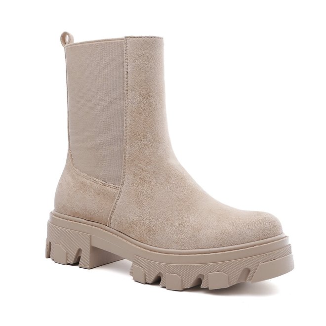 Chelsea Boots Beige suedine Plateau