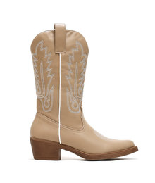 Cowboylaarzen Khaki met witte Stiksels