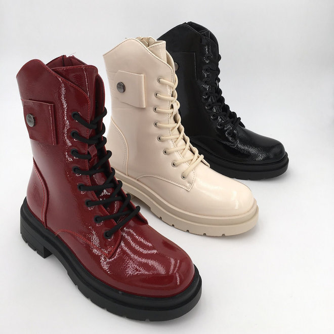 Veterboots Zwart Lak