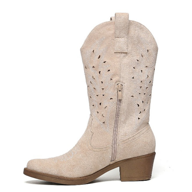 Cowboylaarzen Beige Suedine Western