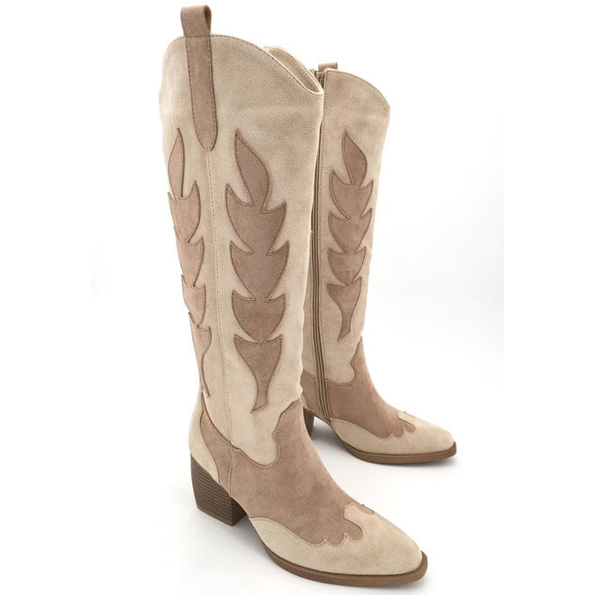 Cowboylaarzen Beige Khaki hoog