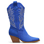 Cowboystiefel Kobaltblau Suedine Nähte Beige