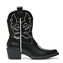 Cowboystiefel Schwarz kurz weiß genäht
