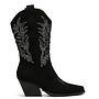 Cowboystiefel Schwarz Suedine Stitching Beige