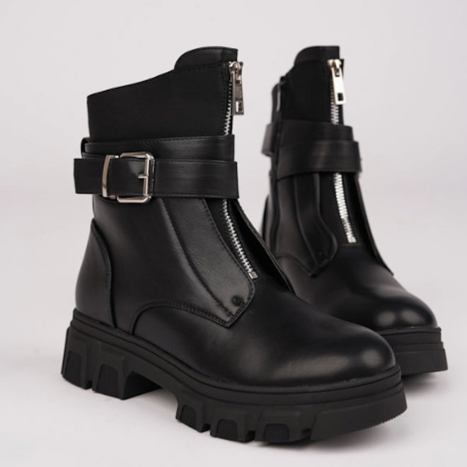 Biker boots Zwart Zilveren Gesp